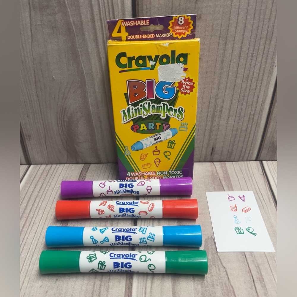 Vintage Crayola Big Mini Stampers Party Markers Double Ended Washable Non Toxic